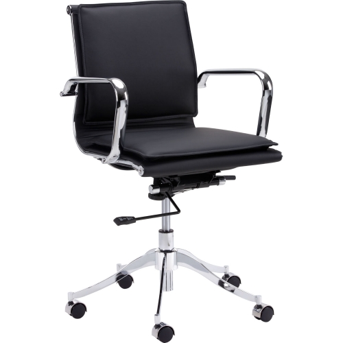 Morgan Full Back Office Chair in Onyx Leatherette on Stainless